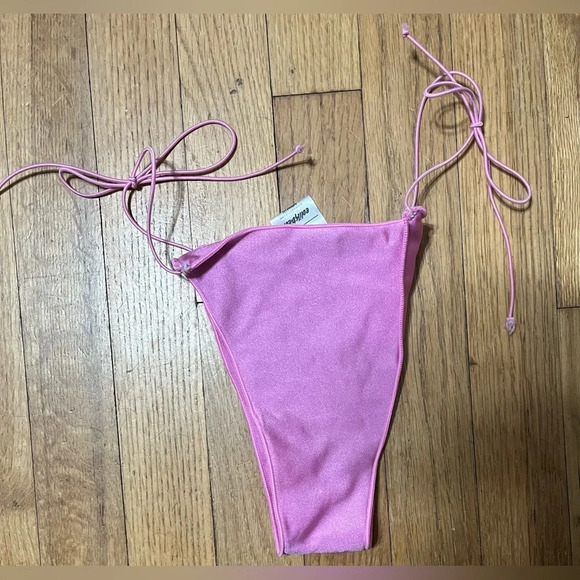 EDIKTED Shimmer Rhinestone Side Tie Bikini Bottoms - Picture 7 of 9